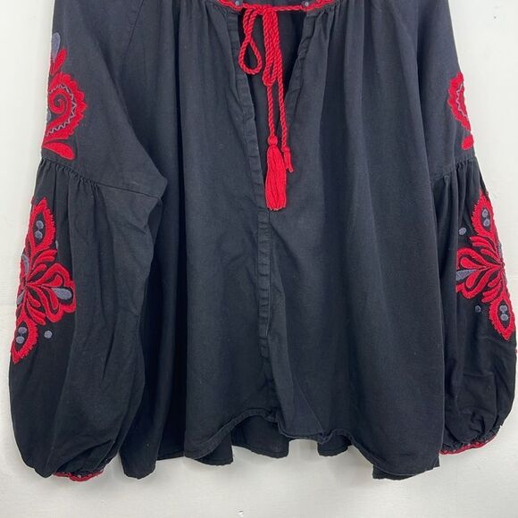 ZARA Embroidered Black and Red Women's Top size Large - Picture 7 of 14